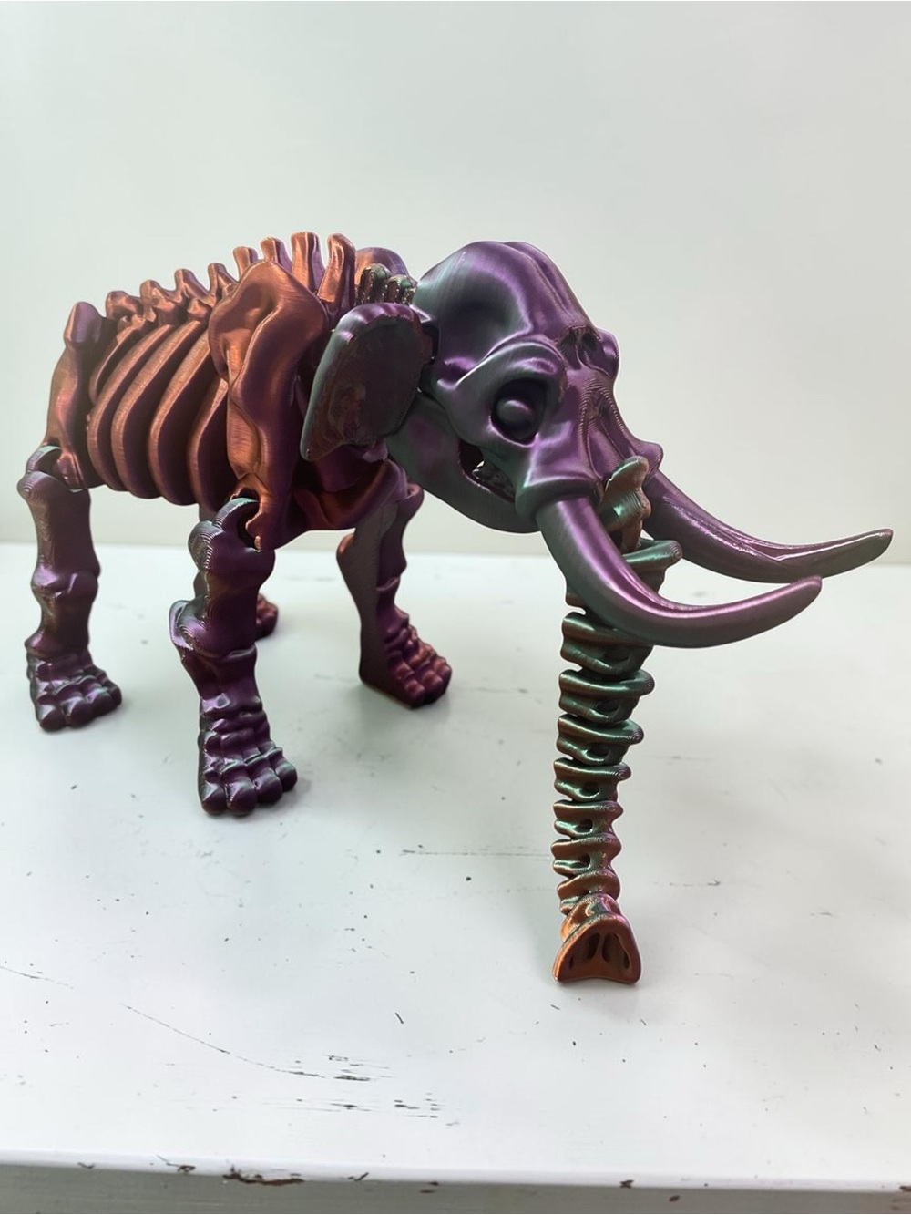 ๐ชท 3d Handcrafted Metallic Purple, Green, Copper Skeleton Mammoth